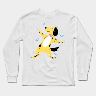 dancing brown dog design Long Sleeve T-Shirt